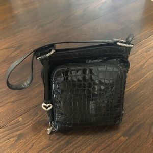 Brighton faux croc embossed patent leather bag